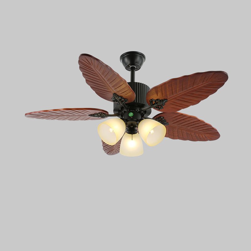 Banana Wood Leaves Ceiling Fan Light