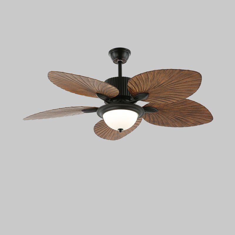 Banana Leaves 48’’/52’’ Ceiling Fan Light ∅ 52″ X H 11.8″ / Model B4 Nature Wood Grain & Black Ceiling fan light