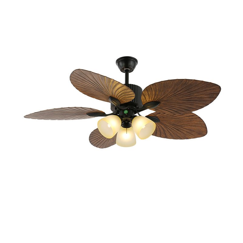 Banana Leaves Ceiling Fan Light ∅ 42″ X H 11.8″ / Model B Nature Wood Grain & Black 1001 Ceiling fan light