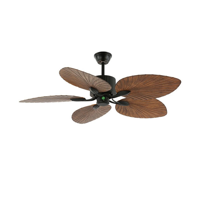 Banana Leaves 48’’/52’’ Ceiling Fan Light ∅ 48″ X H 11.8″ / Model B1 Nature Wood Grain & Black Ceiling fan light