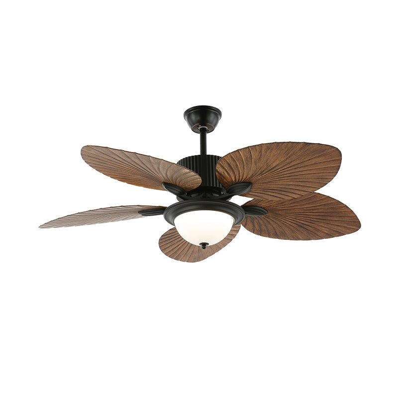 Banana Leaves 48’’/52’’ Ceiling Fan Light ∅ 48″ X H 11.8″ / Model B4 Nature Wood Grain & Black Ceiling fan light