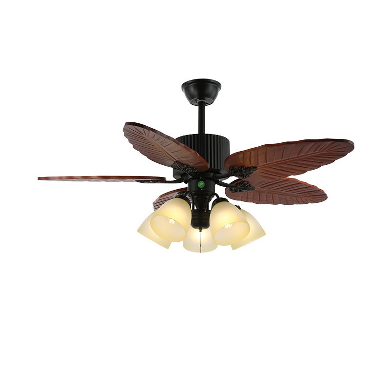 Banana Wood Leaves Ceiling Fan Light
