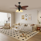 Banana Wood Leaves Ceiling Fan Light