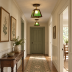 Green Patterned Glass Ceiling Light