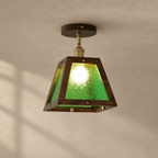 Green Patterned Glass Ceiling Light