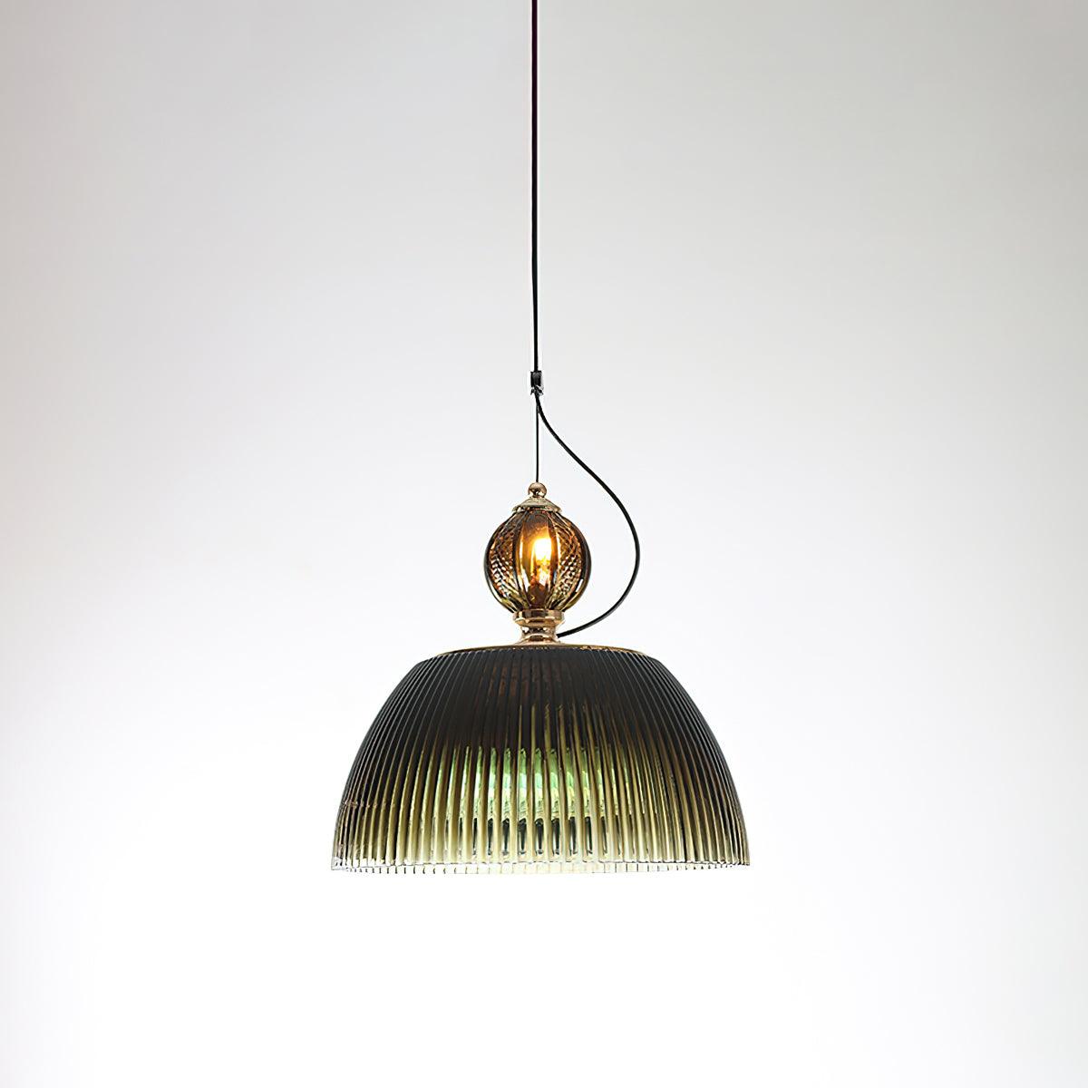 Green Glass Bowl Pendant Lamp ∅ 12.6″ x H 5.9″ / Dia 32cm x H 15cm / Dark green Pendant light