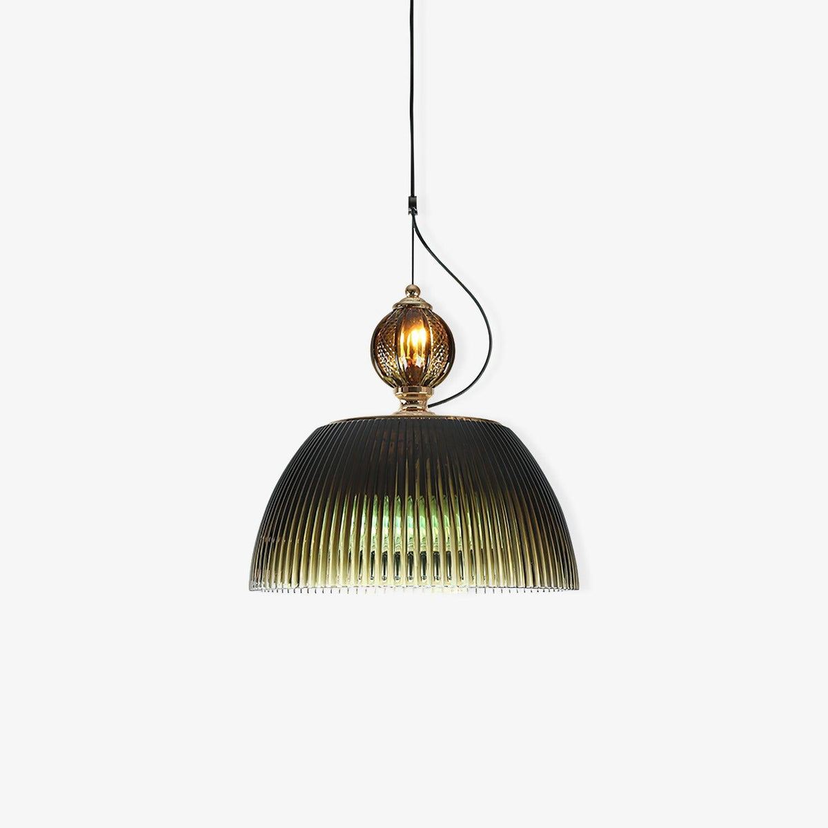 Green Glass Bowl Pendant Lamp ∅ 12.6″ x H 5.9″ / Dia 32cm x H 15cm / Dark green Pendant light