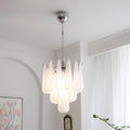 Grid Glass Waterfall Chandelier ∅ 15.7″ x H 18.1″ / Dia 40cm x H 46cm / Chrome & White Chandelier