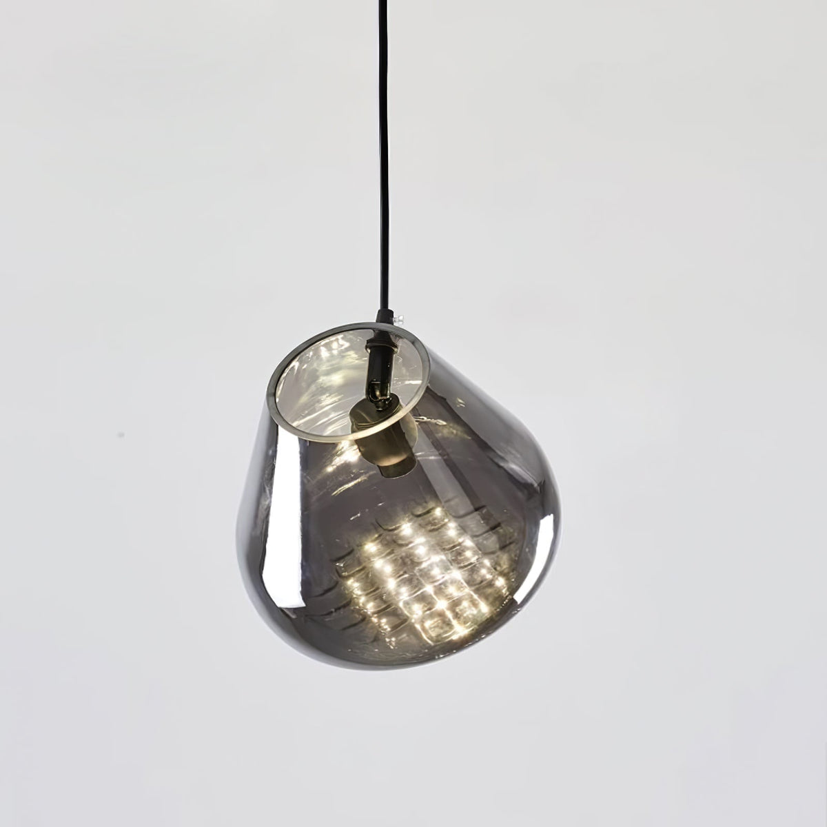 Grid Pendant Light ∅ 7.9″ x H 59″ / Dia 20cm x H 150cm / Smoke gray / Warm Light Pendant light