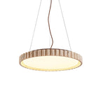 Grove Circle Pendant Light ∅ 12.6’’ x H 2.8’’ / Yellow Travertine & White / Warm Light pendant Lamp
