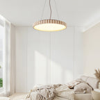 Grove Circle Pendant Light ∅ 12.6’’ x H 2.8’’ / Yellow Travertine & White / Warm Light pendant Lamp