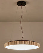Grove Circle Pendant Light ∅ 12.6’’ x H 2.8’’ / Yellow Travertine & White / Warm Light pendant Lamp