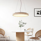 Grove Circle Pendant Light ∅ 12.6’’ x H 2.8’’ / Yellow Travertine & White / Warm Light pendant Lamp