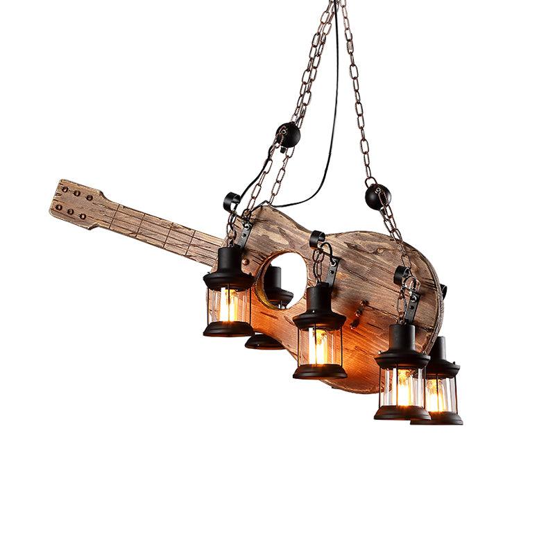 Guitar Pendant Light 4 heads ? 41.7″ x H 14.2″ / Dia 106cm x H 36cm / Wood＆Black Chandelier