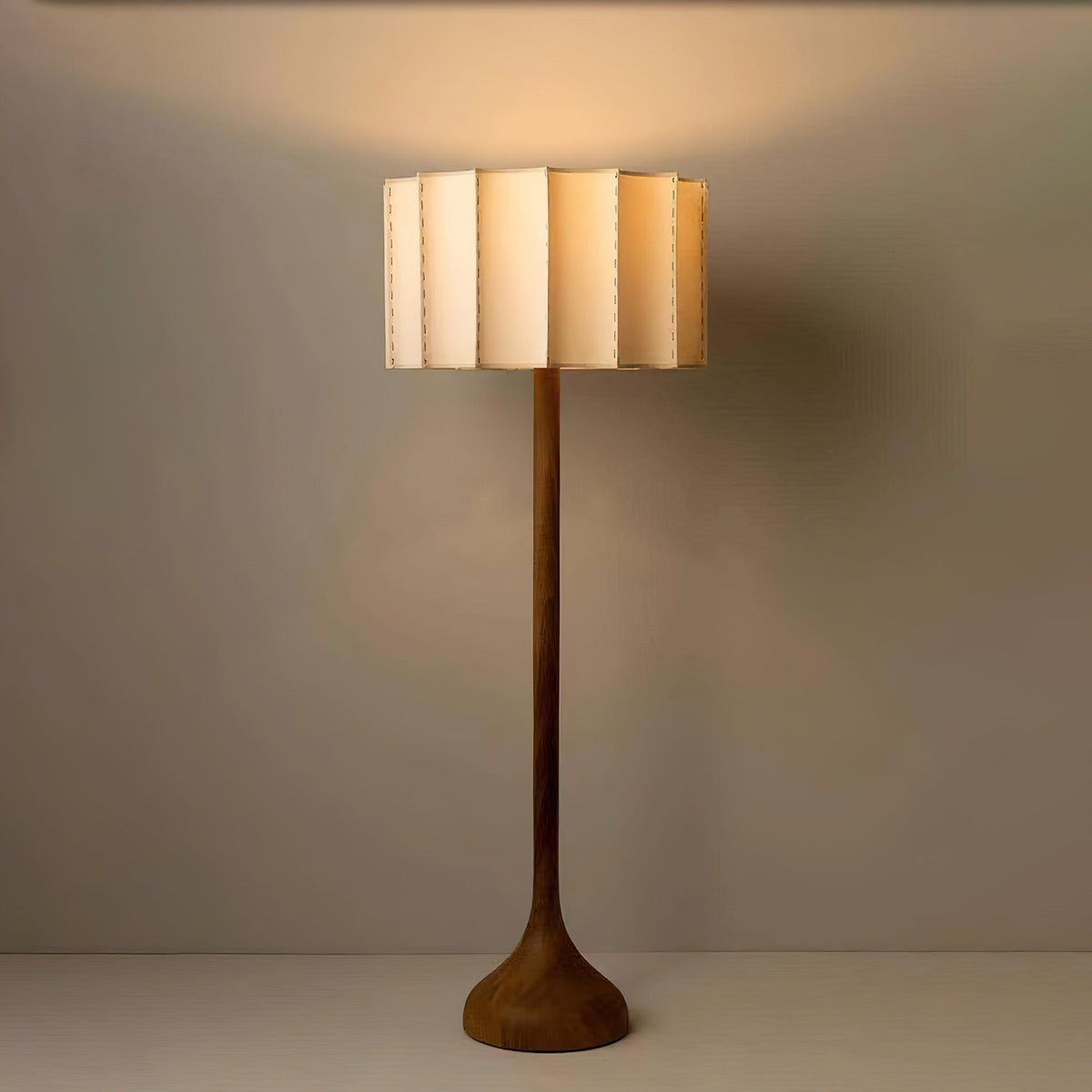 Hakka Floor Lamp ? 19.7″ x H 61″ / Walnut Color & Beige / US Plug Floor lamp