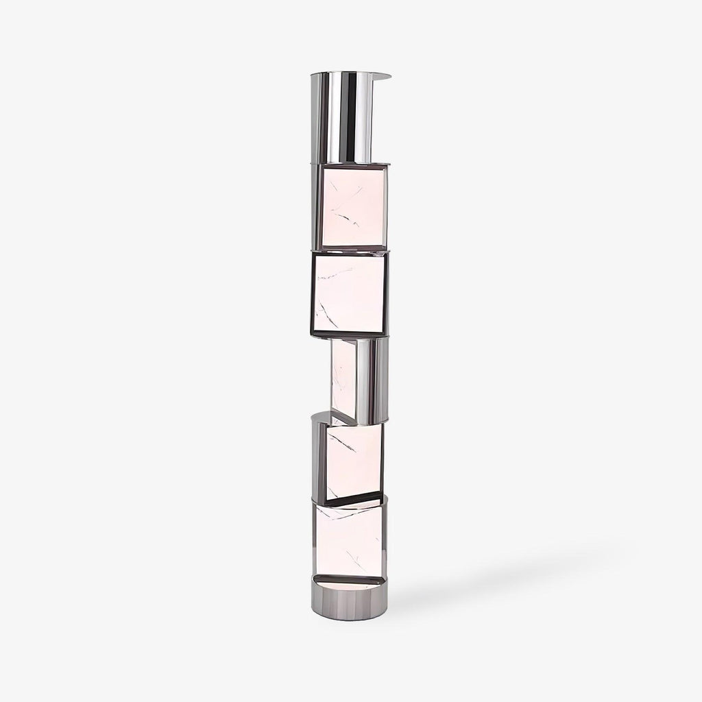 Half Cylindrical Rotating Floor Lamp ∅ 9.8″ x H 66.9″ / Dia 25cm x H 170cm / Stainless steel & White / US Plug Floor