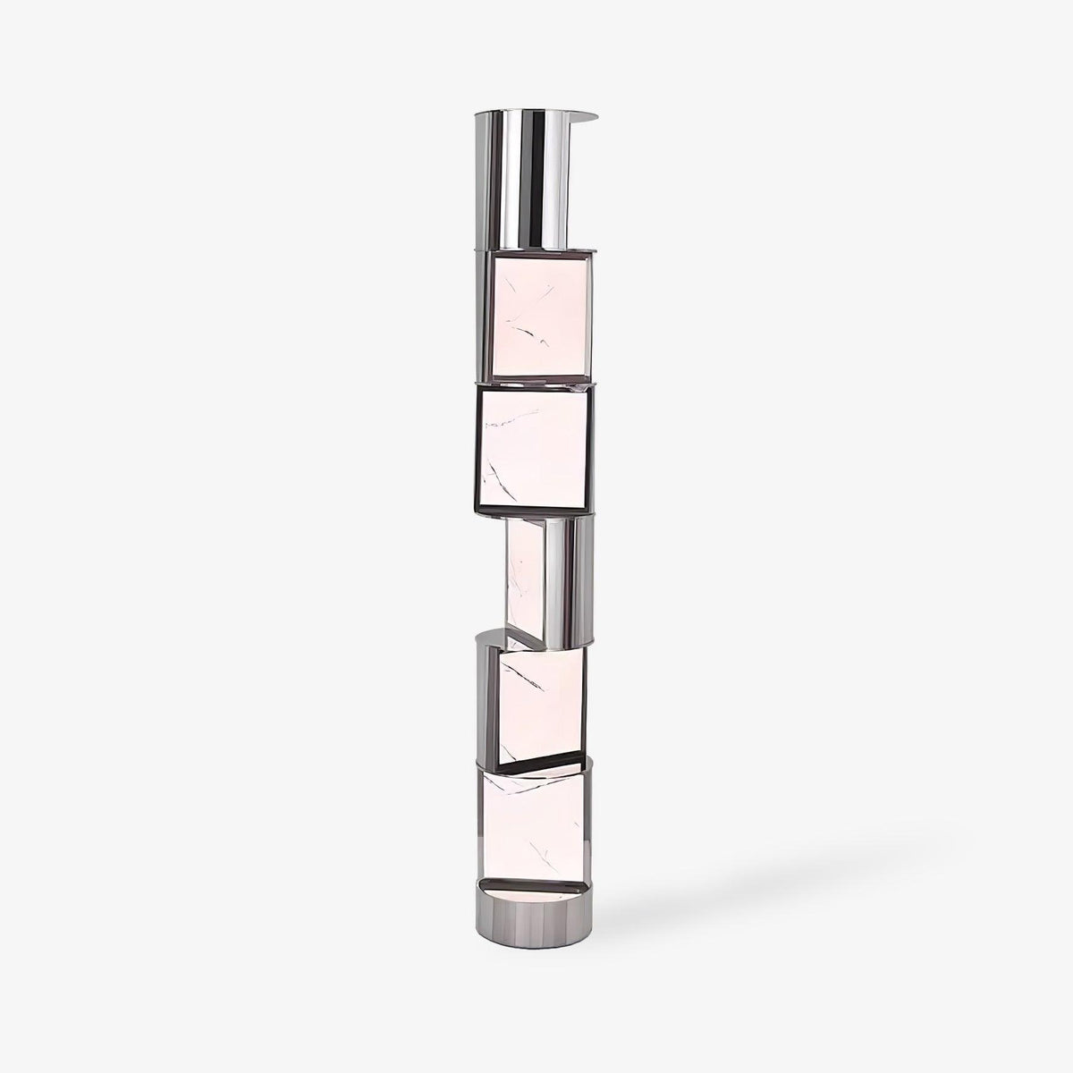 Half Cylindrical Rotating Floor Lamp ∅ 9.8″ x H 66.9″ / Dia 25cm x H 170cm / Stainless steel & White / US Plug Floor