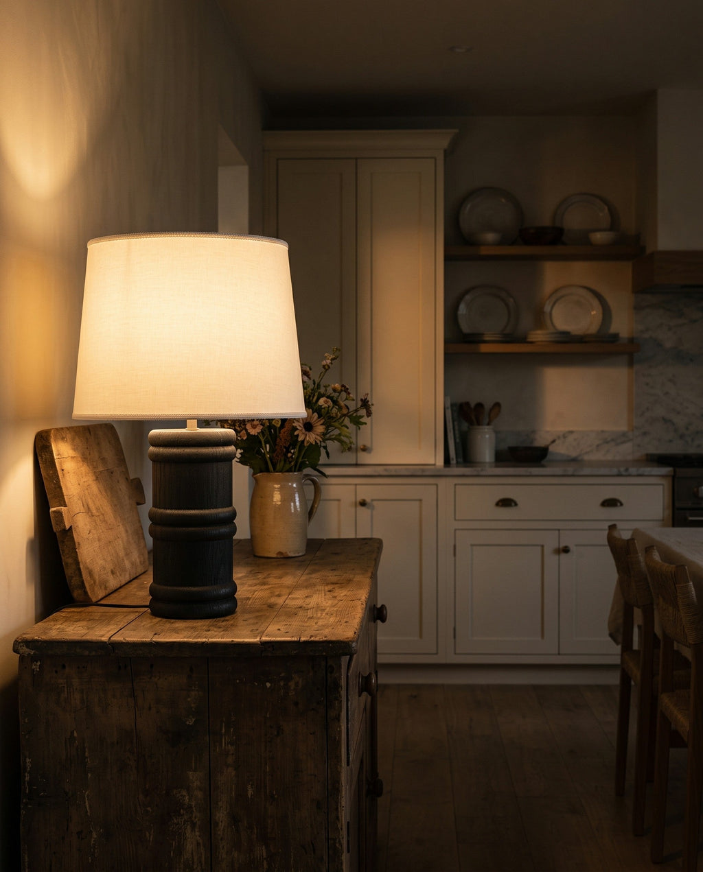 Black Organic Wood Table Lamp