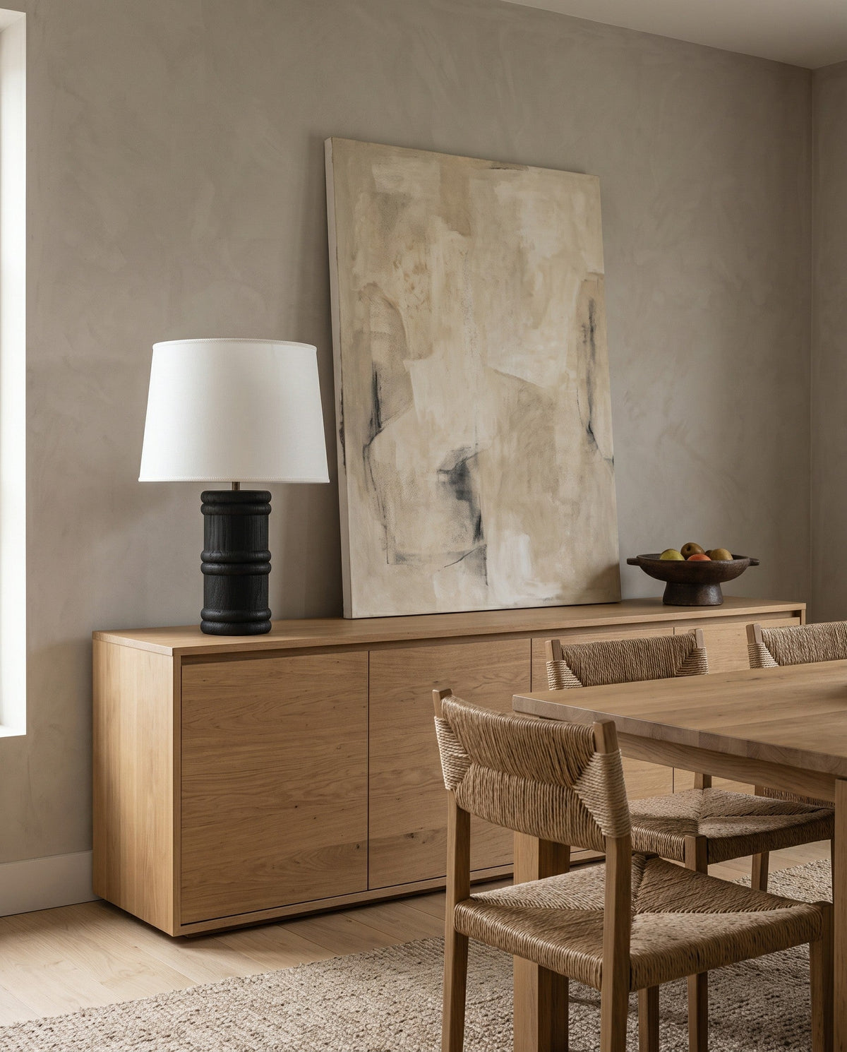 Black Organic Wood Table Lamp