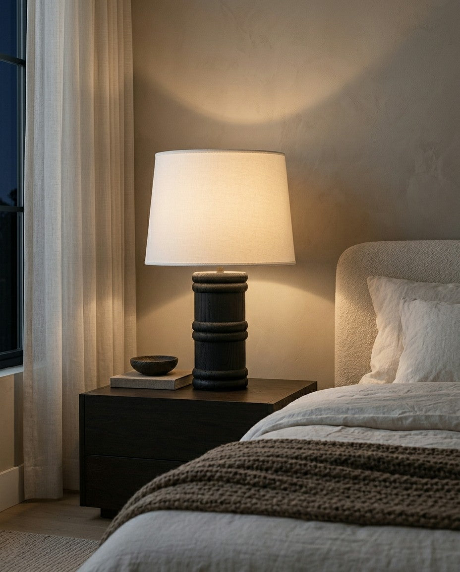 Black Organic Wood Table Lamp