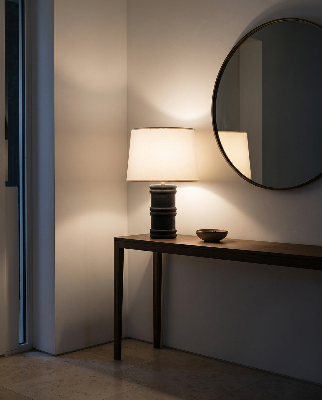 Black Organic Wood Table Lamp