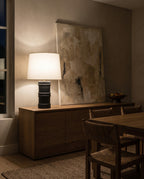Black Organic Wood Table Lamp