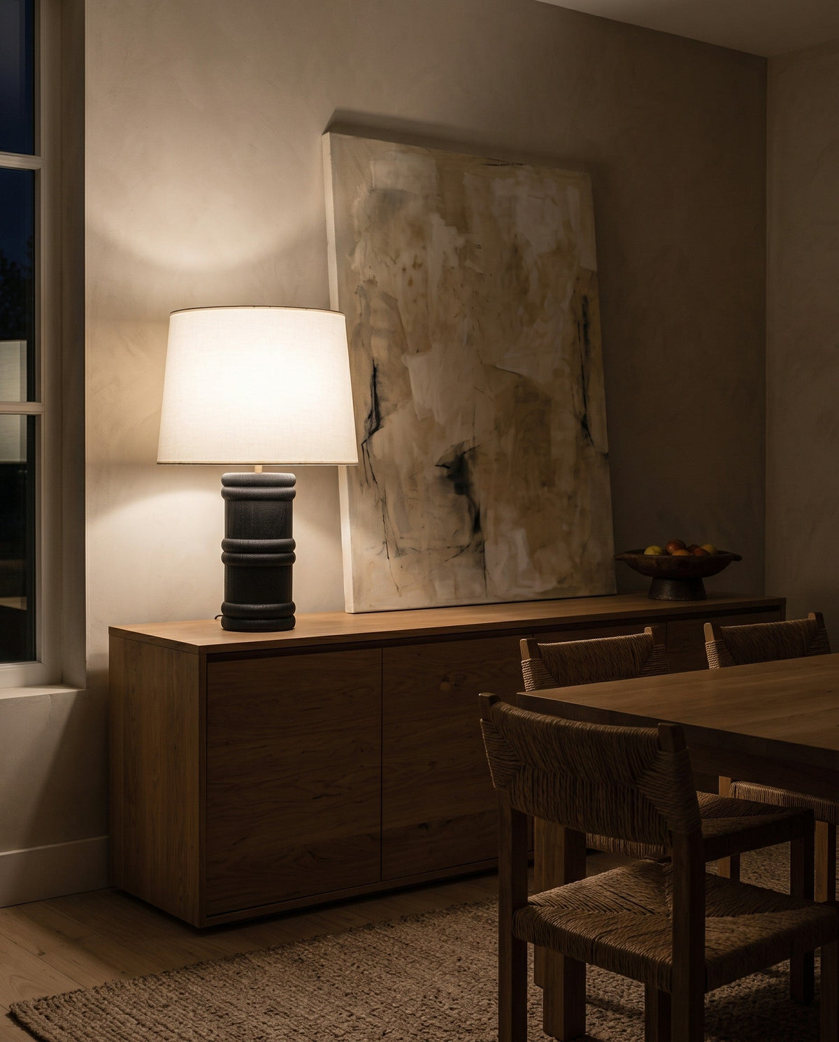 Black Organic Wood Table Lamp
