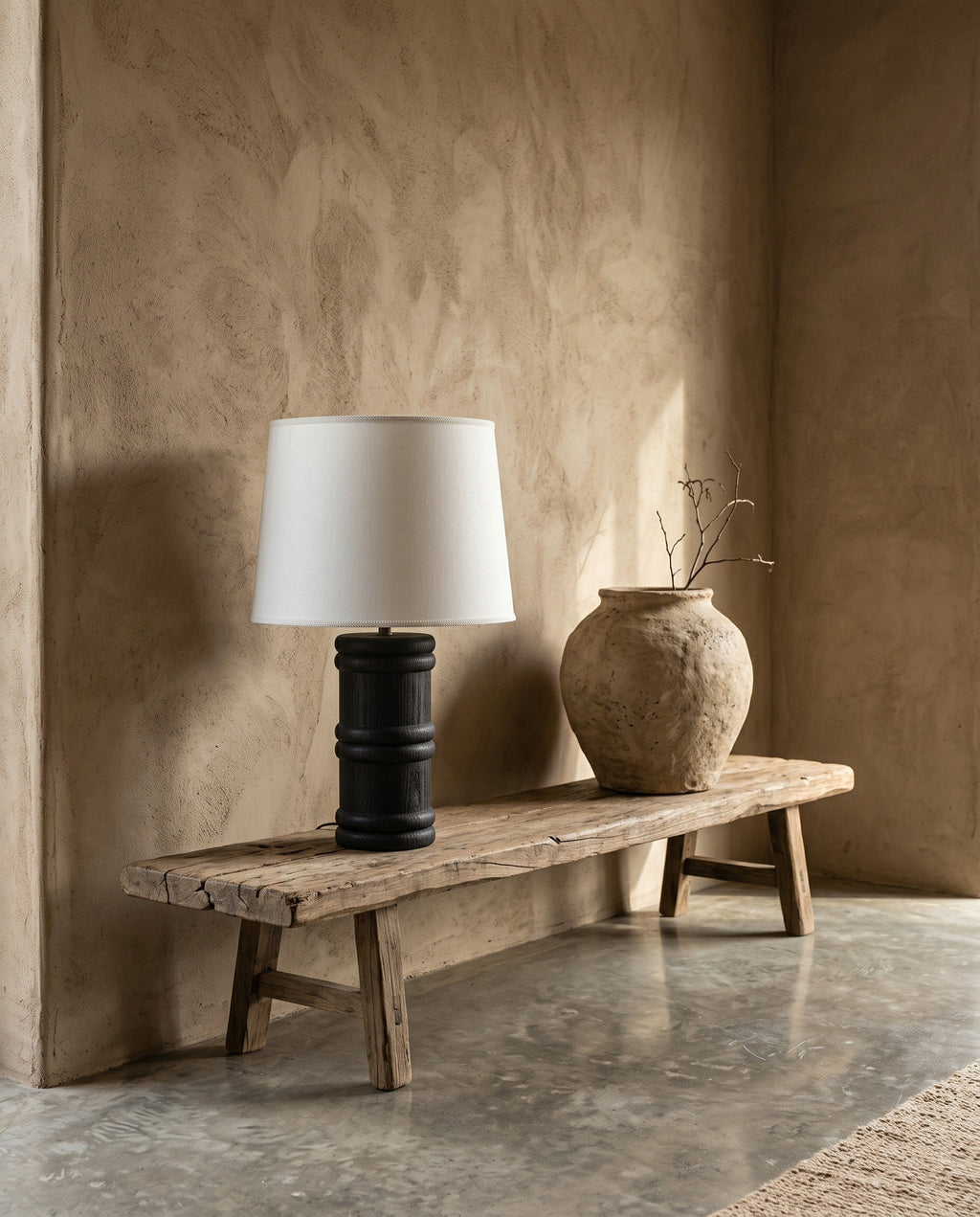 Black Organic Wood Table Lamp