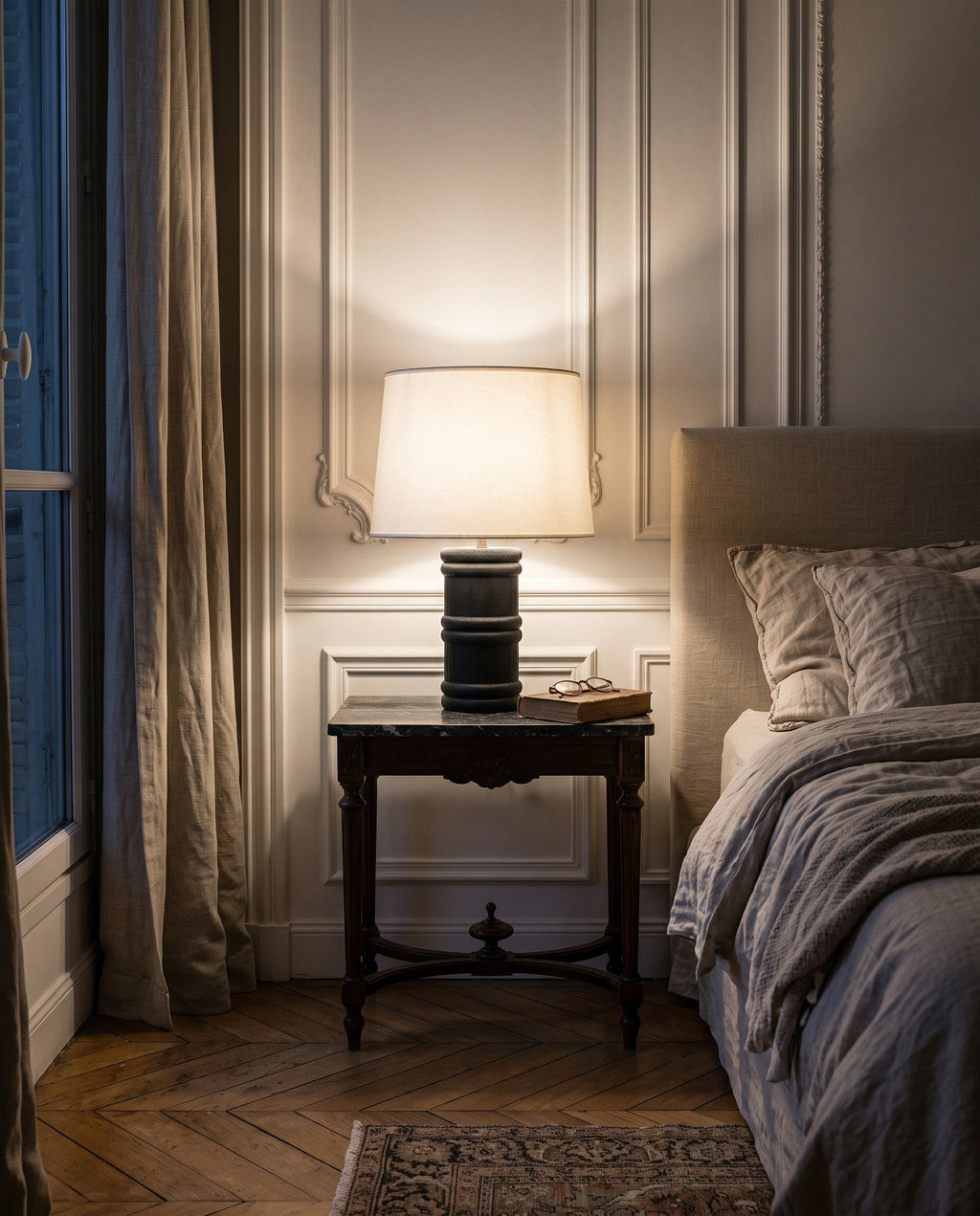 Black Organic Wood Table Lamp