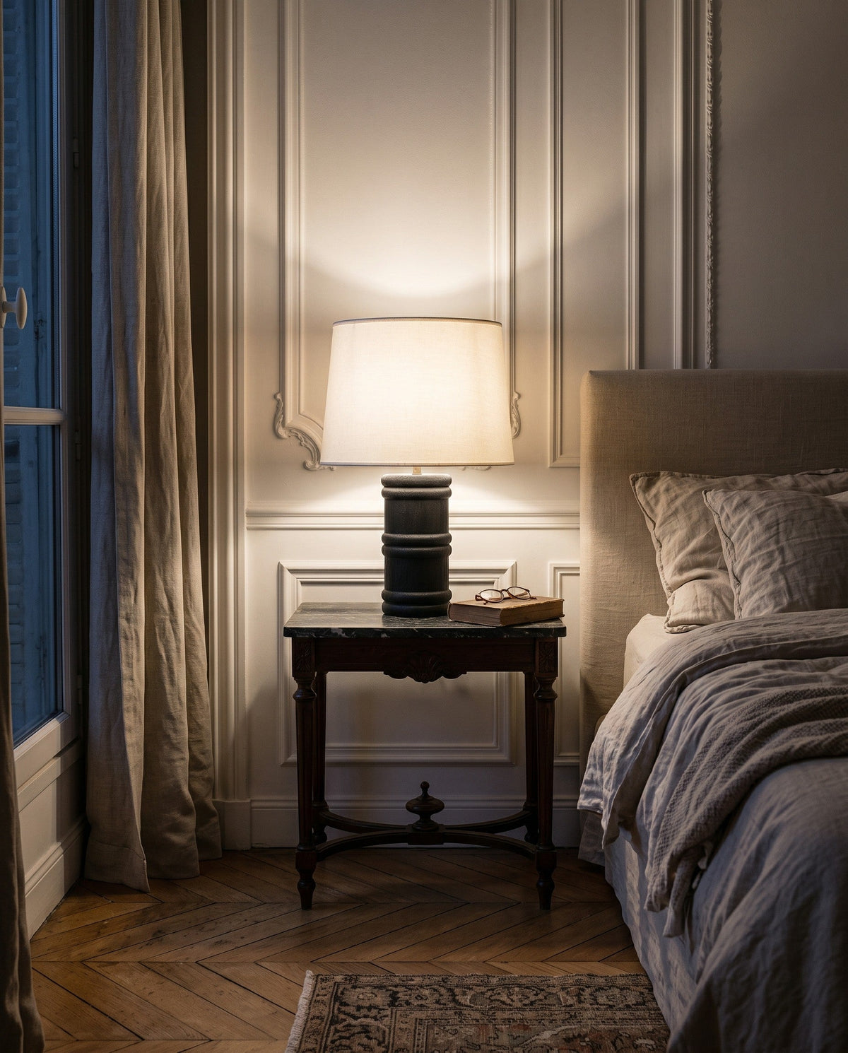 Black Organic Wood Table Lamp