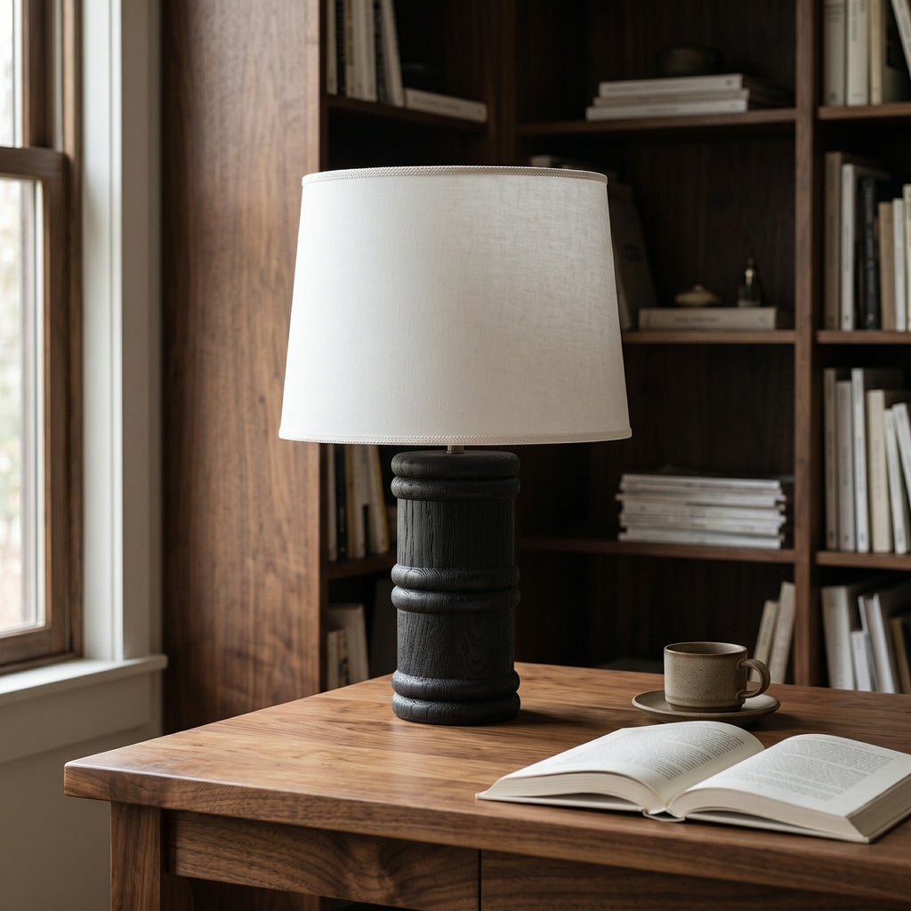 Black Organic Wood Table Lamp