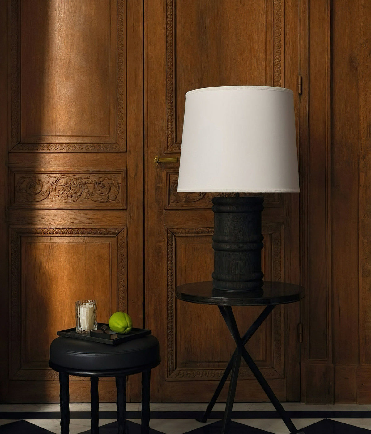 Black Organic Wood Table Lamp