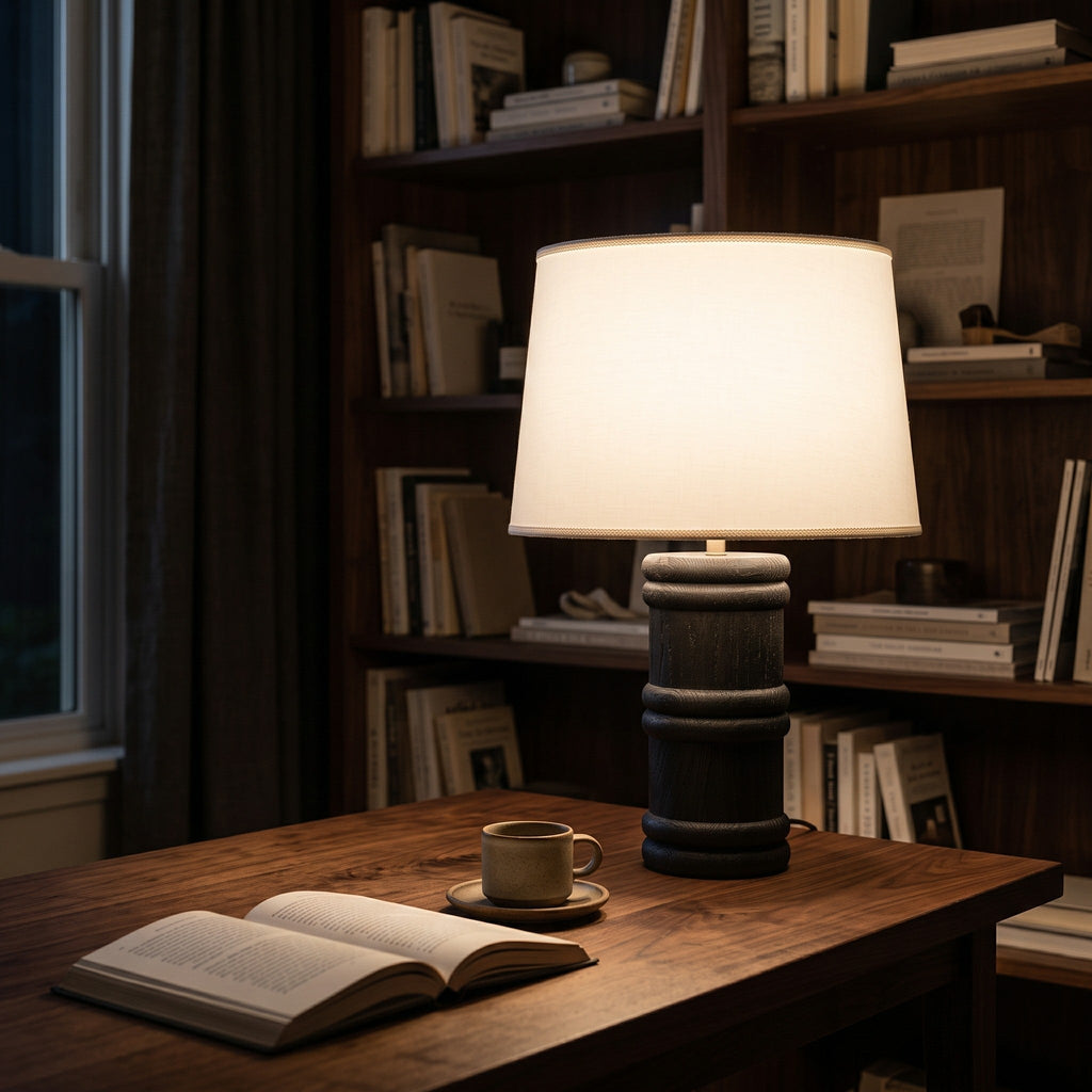 Black Organic Wood Table Lamp