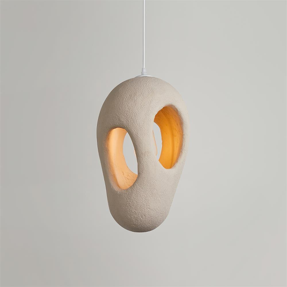 Hand-Built White Pendant Lamp ∅ 10.6″ x H 16.9″ / Dia 27cm x H 43cm / Beige Pendant light