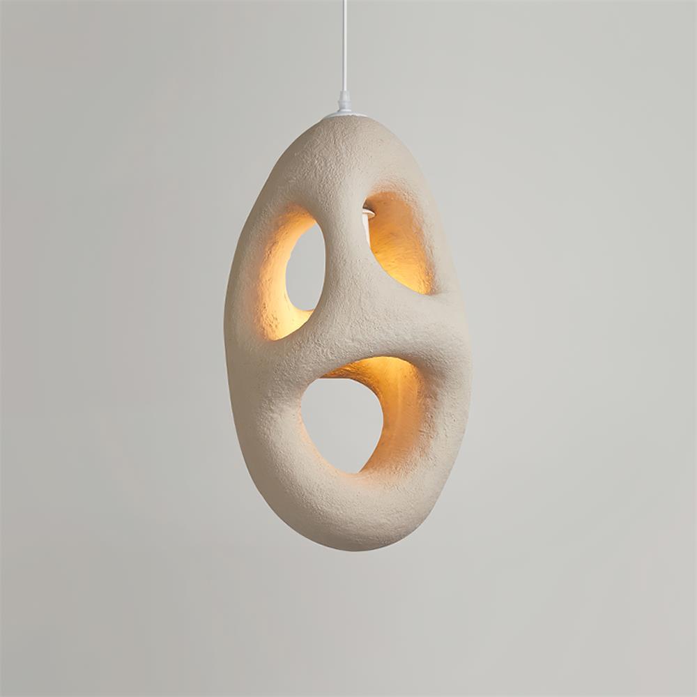 Hand-Built White Pendant Lamp ∅ 11.8″ x H 20″ / Dia 30cm x H 51cm / Beige Pendant light