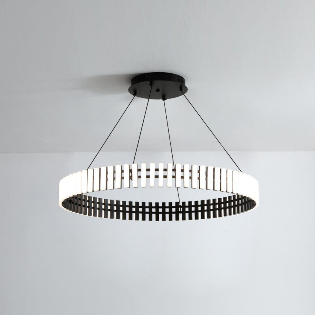 Hanging LED Chandelier ∅ 15.7″ x H 3″ / Dia 40cm x H 7.5cm / Black&White / Warm Light Chandelier