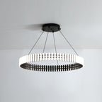 Hanging LED Chandelier ∅ 15.7″ x H 3″ / Dia 40cm x H 7.5cm / Black&White / Warm Light Chandelier