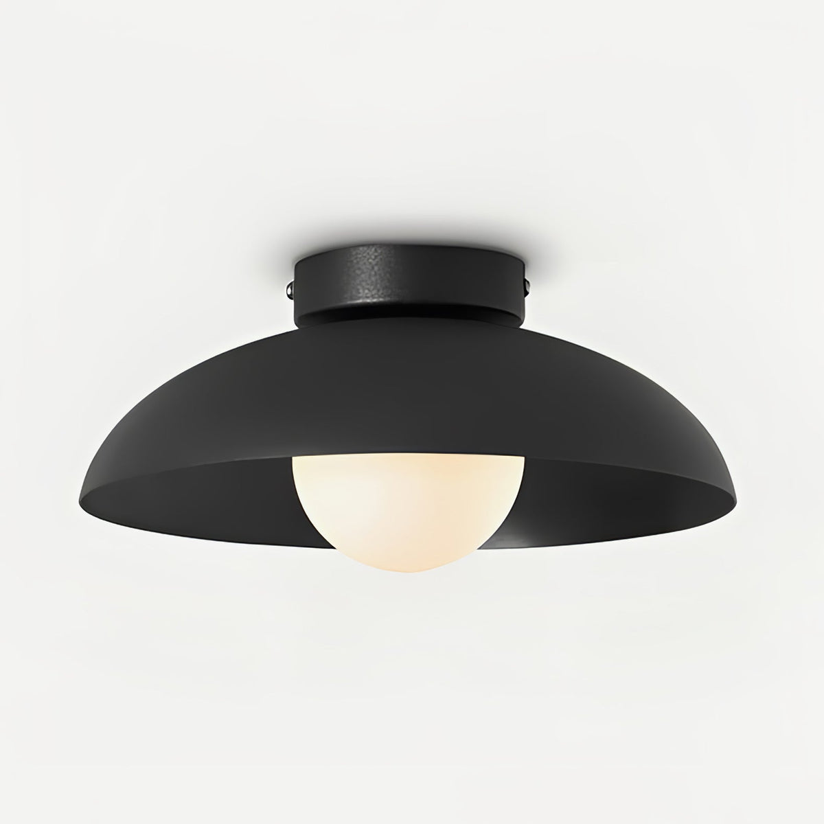 Harper Glass Dome Ceiling Lamp ∅ 11″ x H 5.1″ / Dia 28cm x H 13cm (Power: ~12W) / Black Ceiling lamp