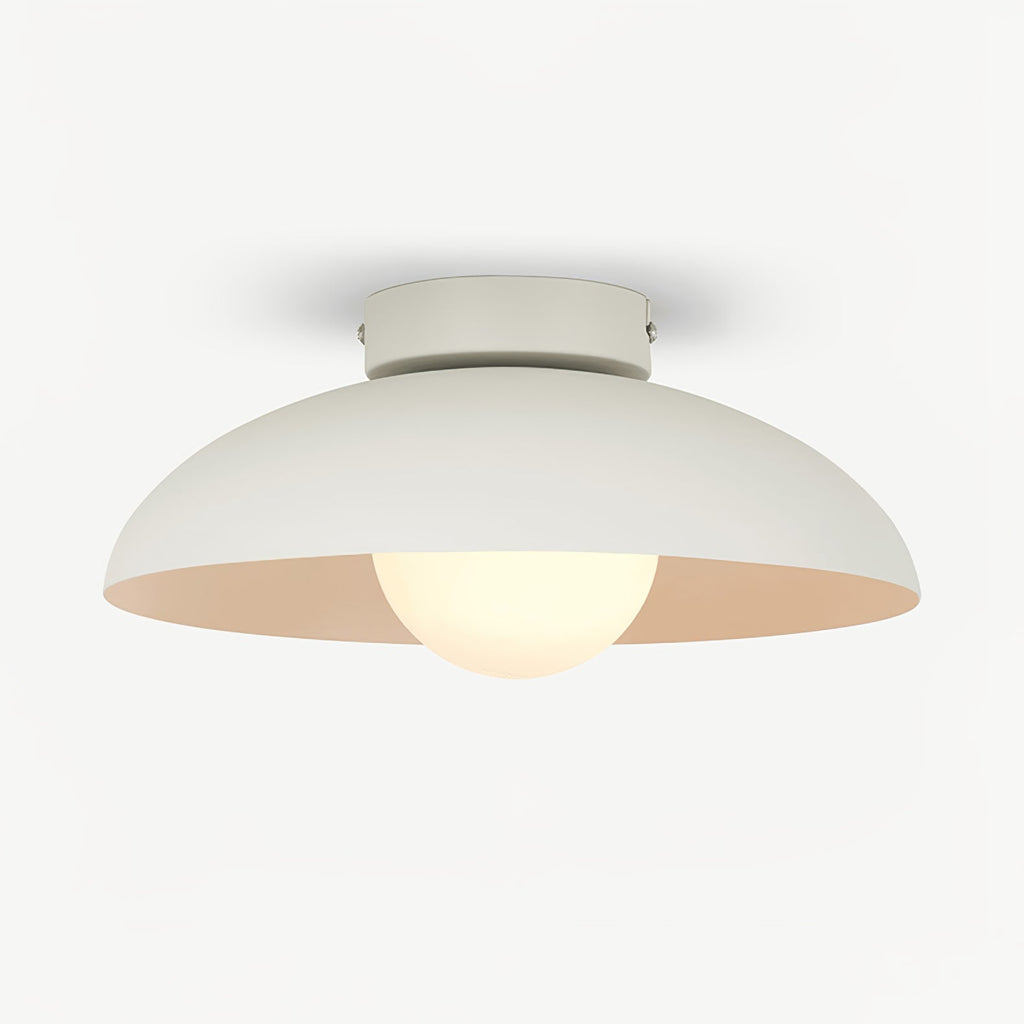 Harper Glass Dome Ceiling Lamp ∅ 11″ x H 5.1″ / Dia 28cm x H 13cm (Power: ~12W) / White Ceiling lamp