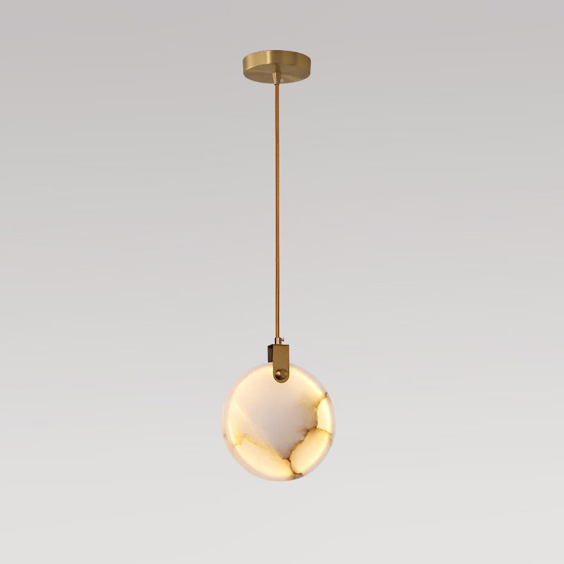 Harvest Alabaster Pendant Lamp Small ? 7.9″ x H 7.9″ / Brass & White / Warm Light Pendant light