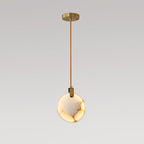 Harvest Alabaster Pendant Lamp Small ? 7.9″ x H 7.9″ / Brass & White / Warm Light Pendant light