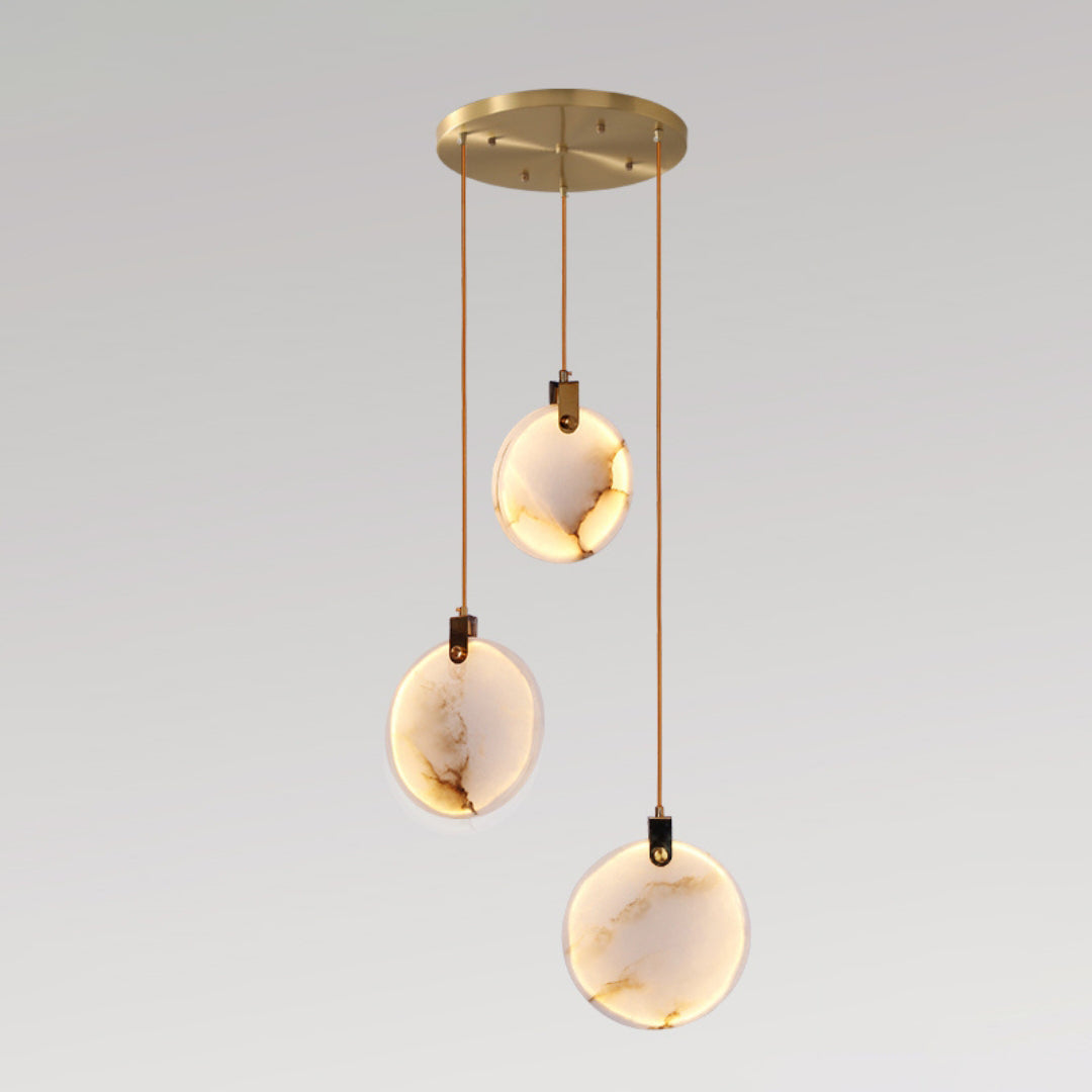 Harvest Alabaster Pendant Lamp 3 Heads ? 11.8″ x H 78.7″ / Brass & White / Warm Light Pendant light