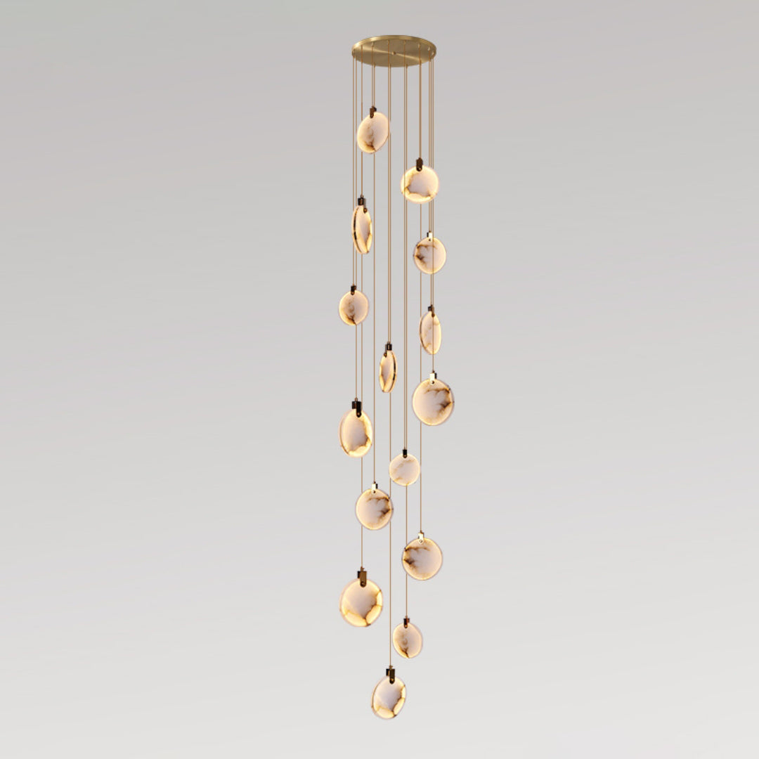 Harvest Alabaster Pendant Lamp 15 Heads ? 31.5″ x H 196.9″ / Brass & White / Warm Light Pendant light
