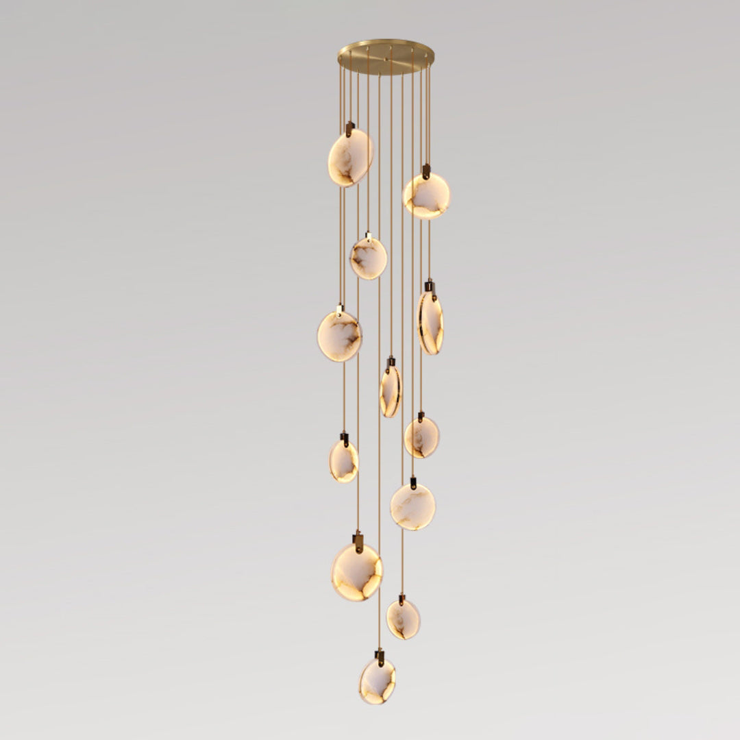 Harvest Alabaster Pendant Lamp 12 Heads ? 23.6″ x H 196.9″ / Brass & White / Warm Light Pendant light