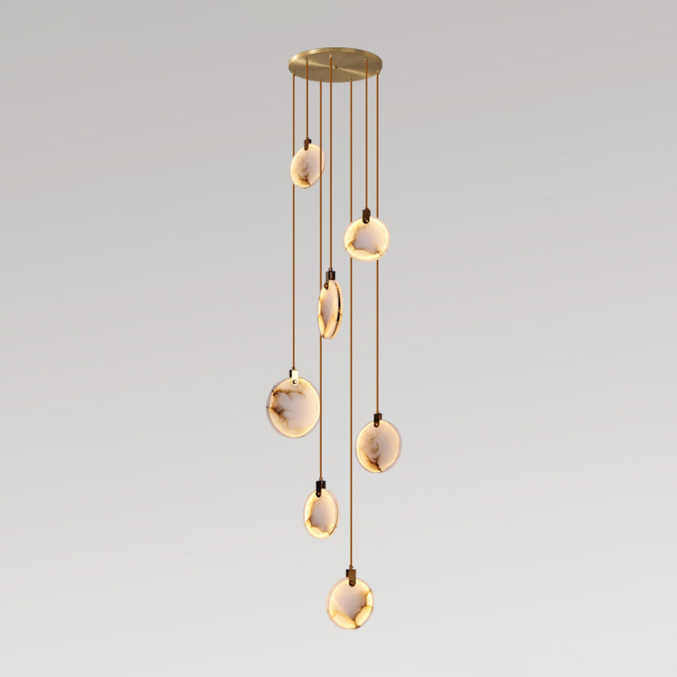 Harvest Alabaster Pendant Lamp 7 Heads ? 15.7″ x H 118.1″ / Brass & White / Warm Light Pendant light