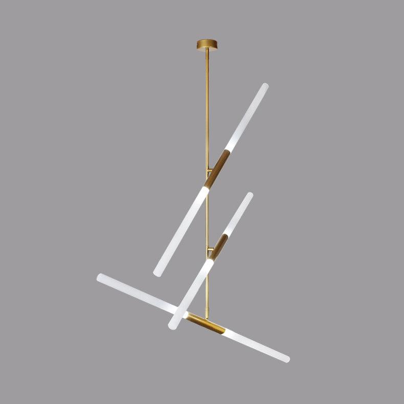 Hash Linear Suspension 6 heads ∅ 39.4″ x H 43.3″ / Dia 100cm x H 110cm / Gold + White / Warm White Pendant light