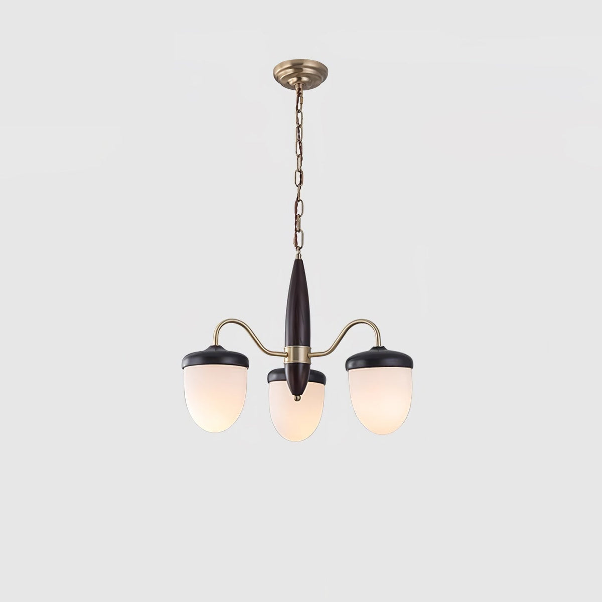 Hazelnut Branch Chandelier Dia 50cm x H 42cm / ∅ 19.7″ x H 16.5″ / Brass & Walnut wood Chandelier