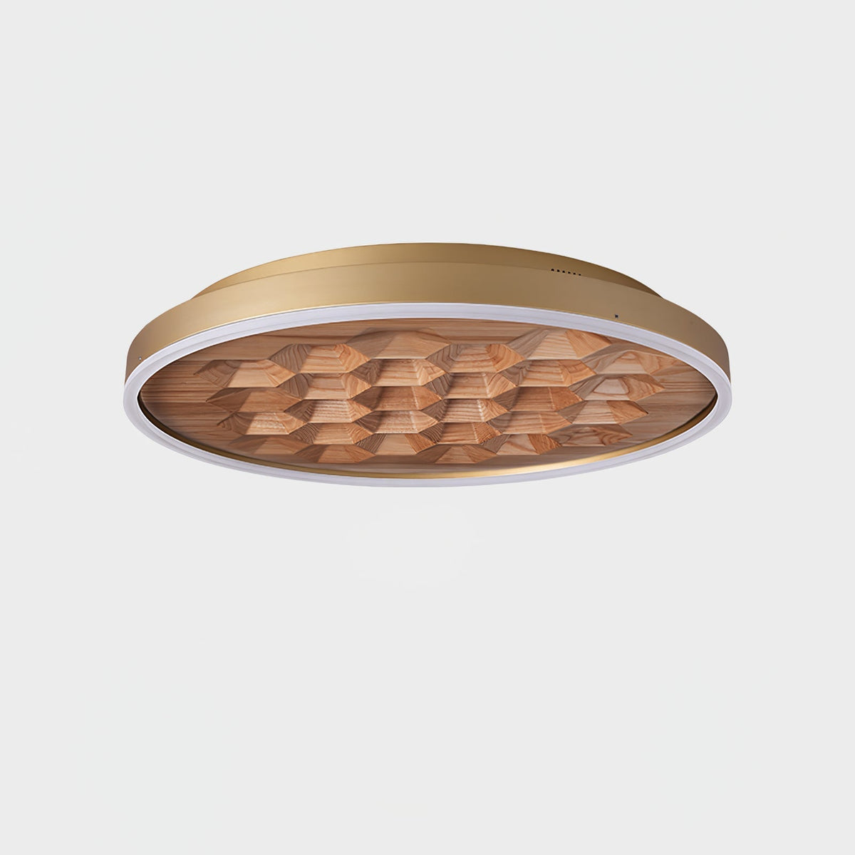 Heartwood Ceiling Lamp ∅ 23.6’’ x H 3.1’’ / Gold & Wood Color / Warm Light Ceiling lamp
