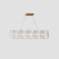 Helios Rectangle Pendant Lamp L 39.4″ x W 11″ x H 7.9″ / L 100cm x W 28cm x H 20cm / Brass & Frosted white / Warm light