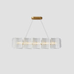 Helios Rectangle Pendant Lamp L 39.4″ x W 11″ x H 7.9″ / L 100cm x W 28cm x H 20cm / Brass & Frosted white / Warm light